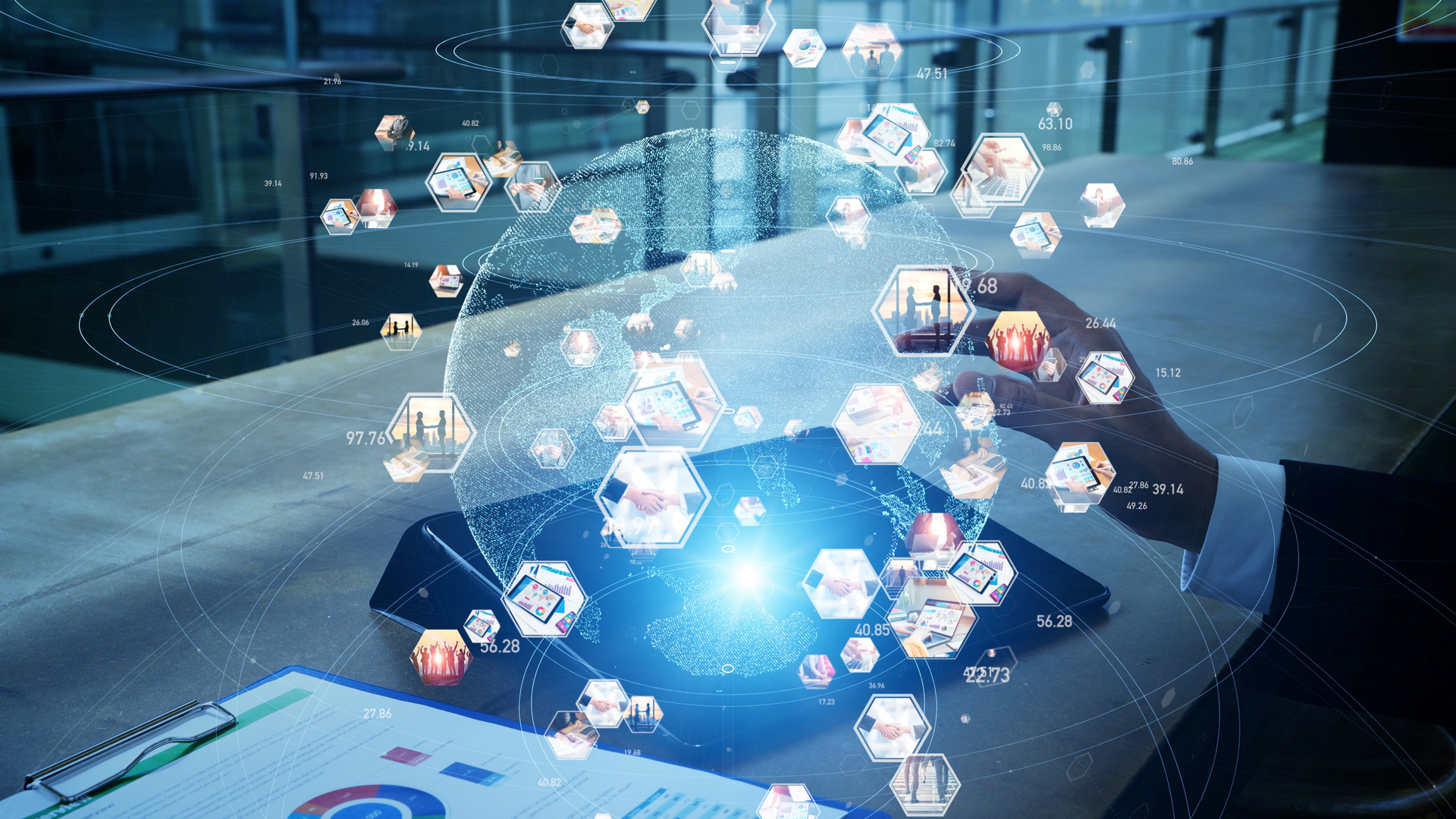 Global communication network concept. Worldwide business. Management strategy.
